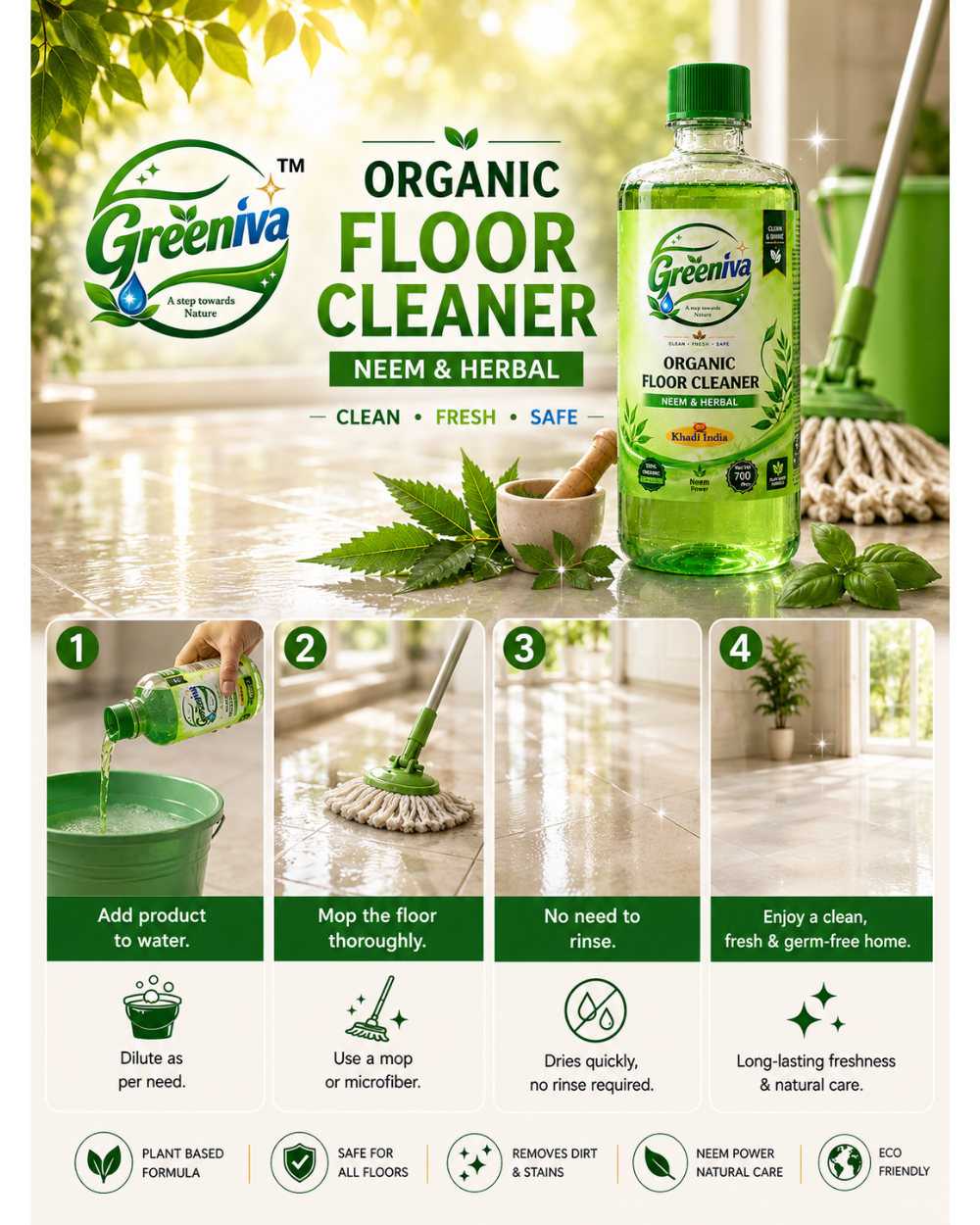 Organic Floor Cleaner (Neem & Herbal) uses